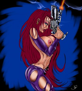 Video Game Girl with Gun